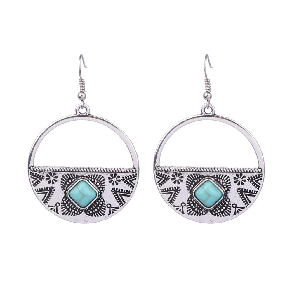 Wholesale Turquoise Fashion Alloy Geometric Earrings